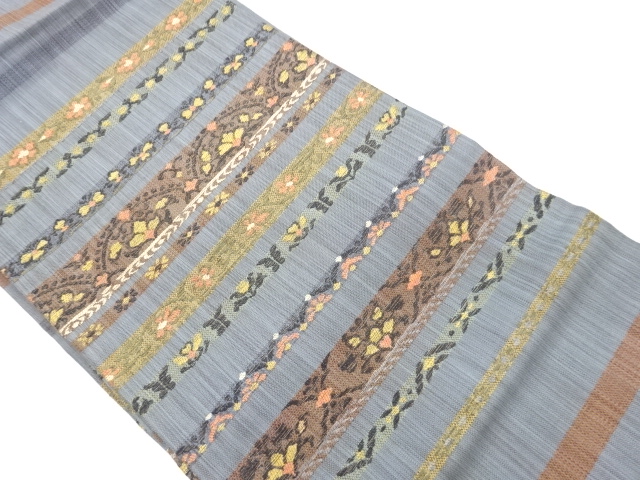JAPANESE NAGOYA OBI / WOVEN FLORAL PLANTS